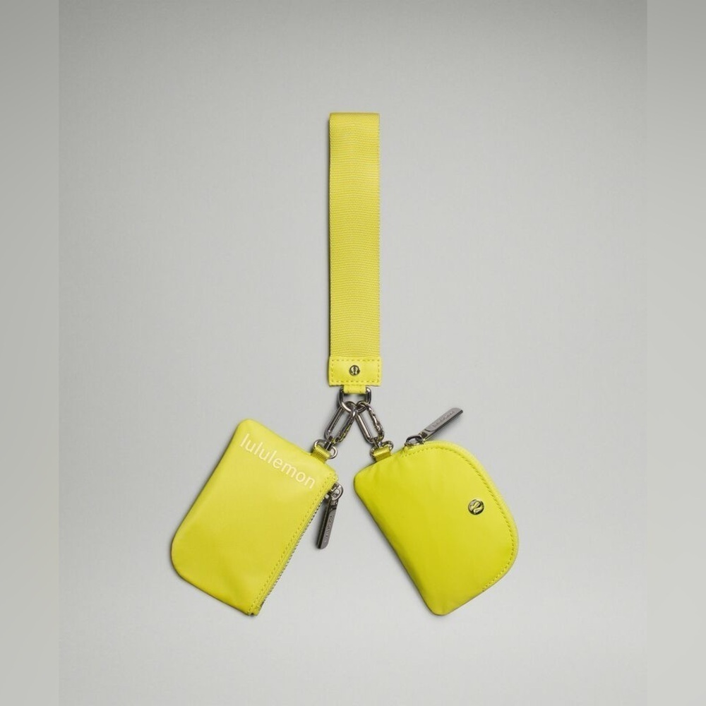 1&2Dual Pouch Wristlet - Yellow Serpentine Washed Yellow